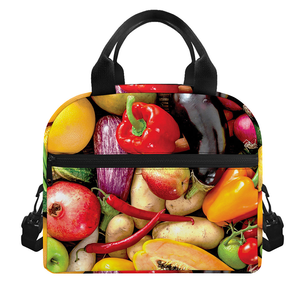 Fresh Fruits And Vegetables Print Insulated Lunch Bag