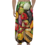 Fresh Fruits And Vegetables Print Lantern Pants