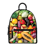 Fresh Fruits And Vegetables Print Leather Backpack
