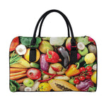 Fresh Fruits And Vegetables Print Leather Duffle Bag