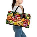 Fresh Fruits And Vegetables Print Leather Duffle Bag