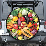 Fresh Fruits And Vegetables Print Leather Spare Tire Cover