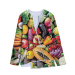 Fresh Fruits And Vegetables Print Long Sleeve Short Coat