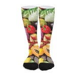 Fresh Fruits And Vegetables Print Long Socks