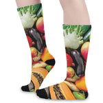 Fresh Fruits And Vegetables Print Long Socks