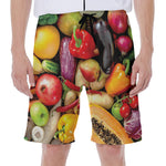 Fresh Fruits And Vegetables Print Men's Beach Shorts