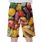 Fresh Fruits And Vegetables Print Men's Beach Shorts