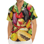 Fresh Fruits And Vegetables Print Men's Deep V-Neck Shirt