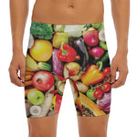 Fresh Fruits And Vegetables Print Men's Long Boxer Briefs