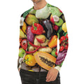 Fresh Fruits And Vegetables Print Men's Long Sleeve Rash Guard