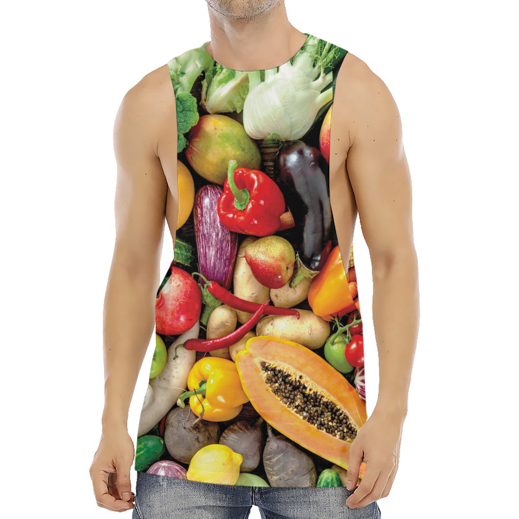 Fresh Fruits And Vegetables Print Men's Muscle Tank Top