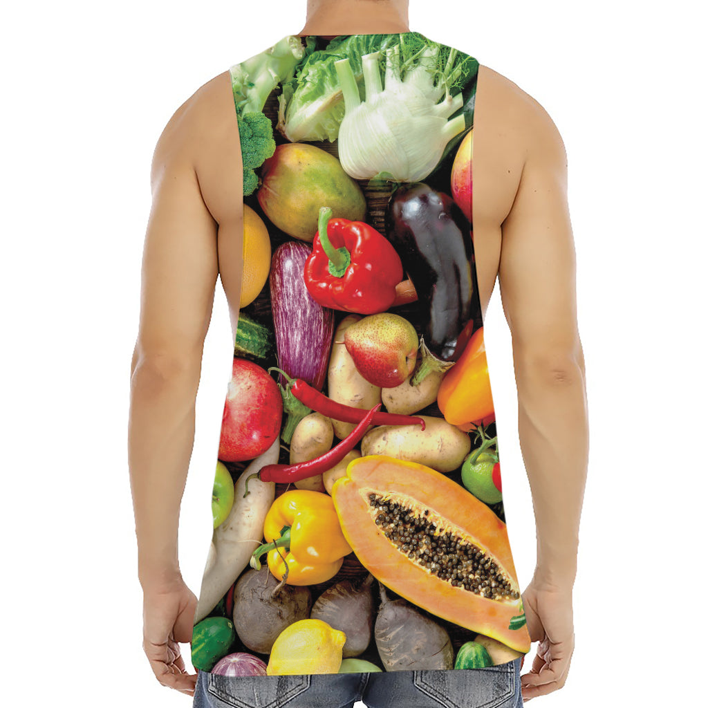 Fresh Fruits And Vegetables Print Men's Muscle Tank Top