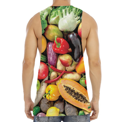 Fresh Fruits And Vegetables Print Men's Muscle Tank Top