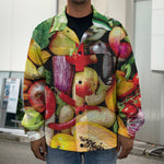Fresh Fruits And Vegetables Print Men's Shirt Jacket