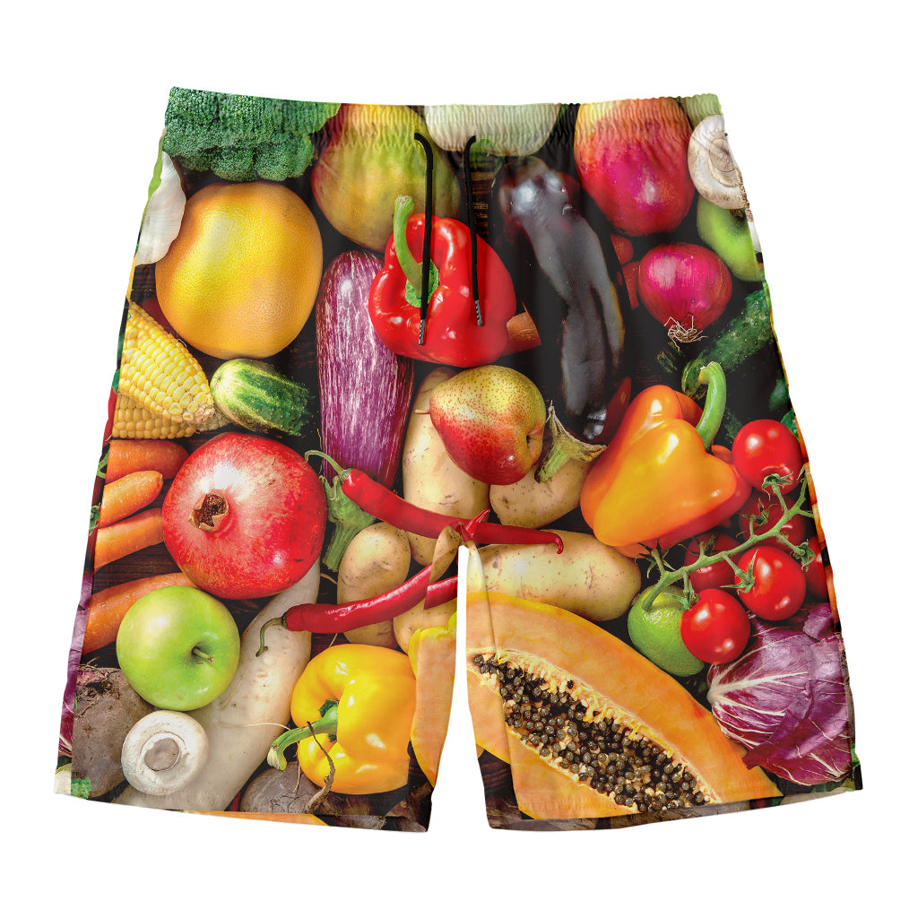 Fresh Fruits And Vegetables Print Men's Swim Trunks