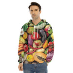 Fresh Fruits And Vegetables Print Men's Velvet Pullover Hoodie