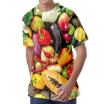 Fresh Fruits And Vegetables Print Men's Velvet T-Shirt