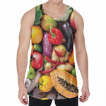 Fresh Fruits And Vegetables Print Men's Velvet Tank Top
