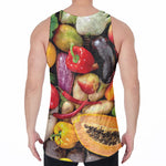Fresh Fruits And Vegetables Print Men's Velvet Tank Top
