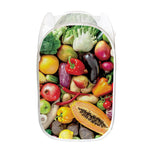Fresh Fruits And Vegetables Print Mesh Laundry Hamper