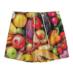 Fresh Fruits And Vegetables Print Mesh Shorts