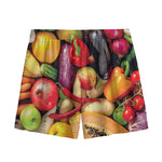 Fresh Fruits And Vegetables Print Mesh Shorts