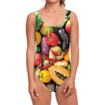 Fresh Fruits And Vegetables Print One Piece Swimsuit