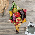 Fresh Fruits And Vegetables Print One Shoulder Bodysuit