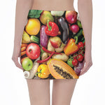 Fresh Fruits And Vegetables Print Pencil Mini Skirt