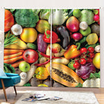 Fresh Fruits And Vegetables Print Pencil Pleat Curtains