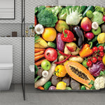 Fresh Fruits And Vegetables Print Polyester Shower Curtain