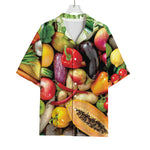 Fresh Fruits And Vegetables Print Rayon Hawaiian Shirt