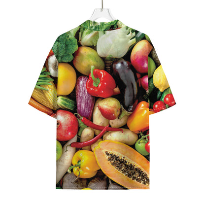 Fresh Fruits And Vegetables Print Rayon Hawaiian Shirt