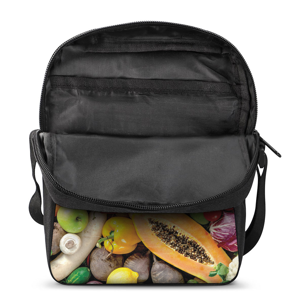 Fresh Fruits And Vegetables Print Rectangular Crossbody Bag