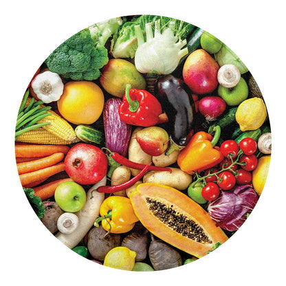 Fresh Fruits And Vegetables Print Round Blanket