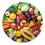 Fresh Fruits And Vegetables Print Round Blanket