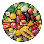 Fresh Fruits And Vegetables Print Round Floor Mat