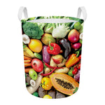 Fresh Fruits And Vegetables Print Round Laundry Basket
