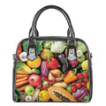 Fresh Fruits And Vegetables Print Shoulder Handbag