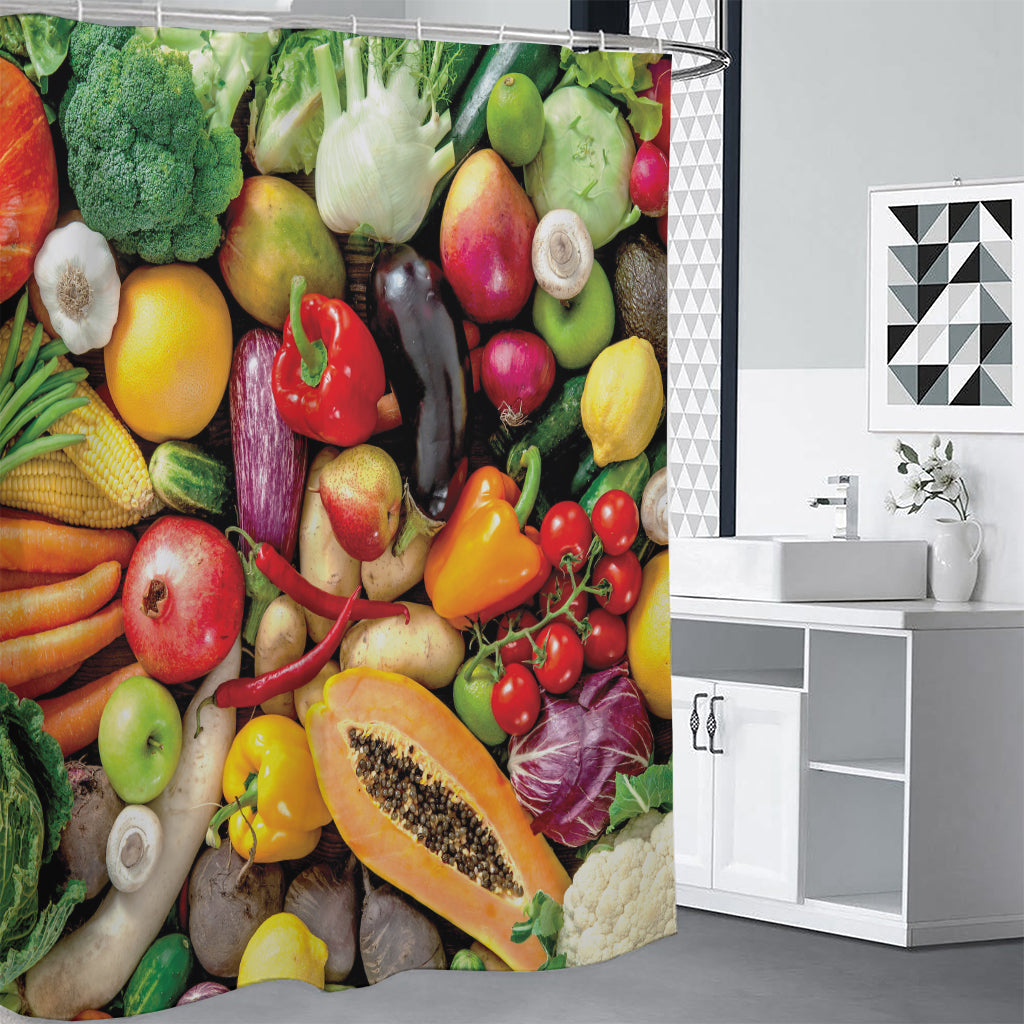 Fresh Fruits And Vegetables Print Shower Curtain