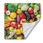 Fresh Fruits And Vegetables Print Silk Bandana