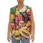 Fresh Fruits And Vegetables Print Sleeveless Baseball Jersey