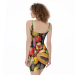 Fresh Fruits And Vegetables Print Sleeveless Bodycon Dress
