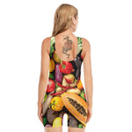 Fresh Fruits And Vegetables Print Sleeveless One Piece Swimsuit