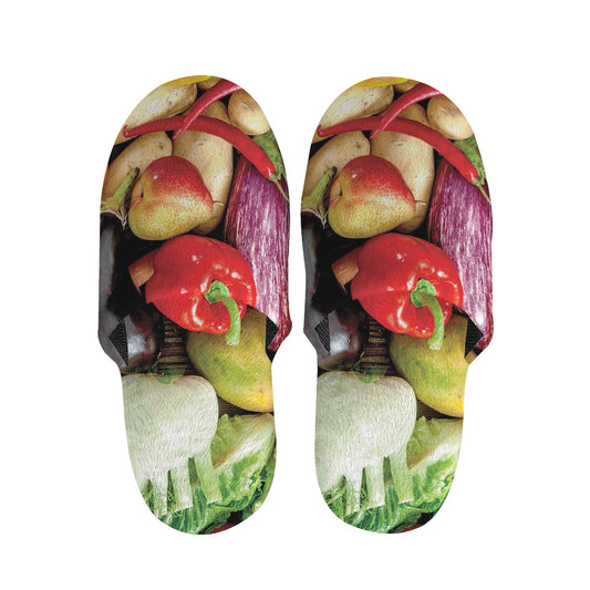 Fresh Fruits And Vegetables Print Slippers