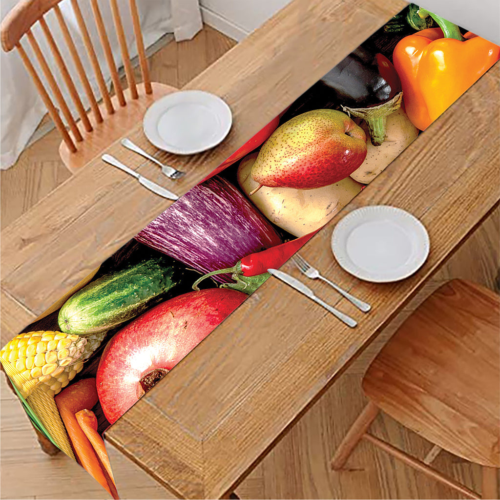 Fresh Fruits And Vegetables Print Table Runner