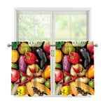 Fresh Fruits And Vegetables Print Tier Curtains