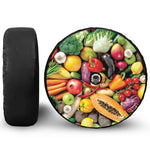 Fresh Fruits And Vegetables Print Tire Cover With Camera Hole