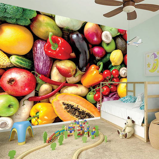 Fresh Fruits And Vegetables Print Wall Sticker