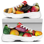 Fresh Fruits And Vegetables Print White Chunky Shoes